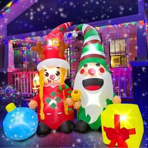 Inflatable Christmas Santa and Elf Decoration